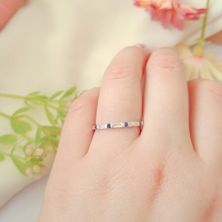 Anillo cintillo azul - Talla 19 - Plata 925