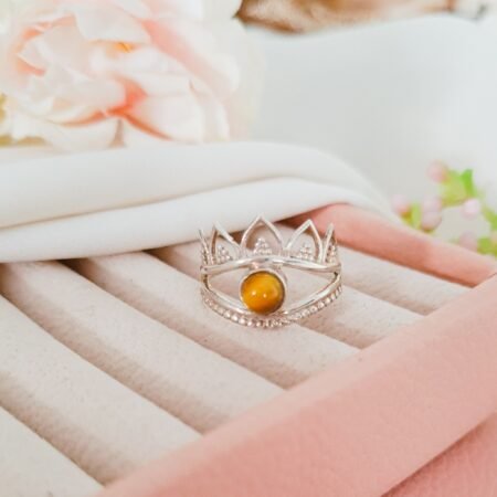 Anillo corona con ojo de tigre- Talla 15