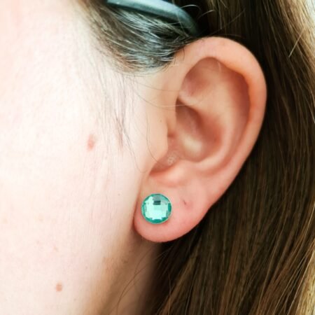 Aros apegados facetado turquesa - Plata 925