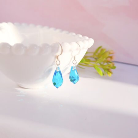 Aros cristal turquesa - Plata 925