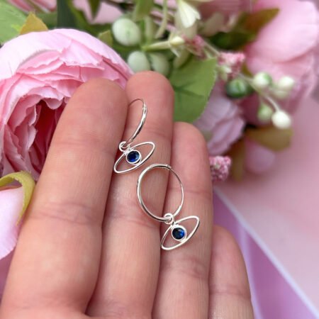 Argollas ojo protector circón azul - Plata 925