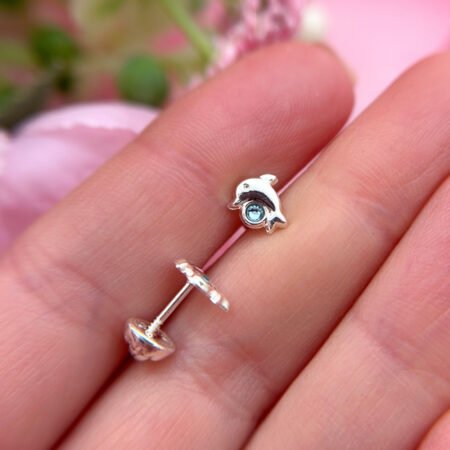 Aros delfin con tope - Plata 925