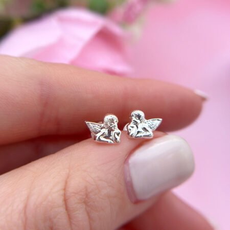 Aros ángel de la guarda con tope - Plata 925