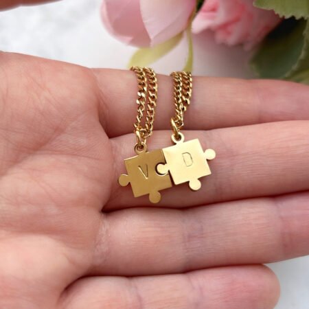 Collar Puzzle Modelo 1- Acero inoxidable Baño 18K