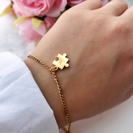 Pulsera Puzzle Inicial Modelo 1- Acero inoxidable baño oro 18 K