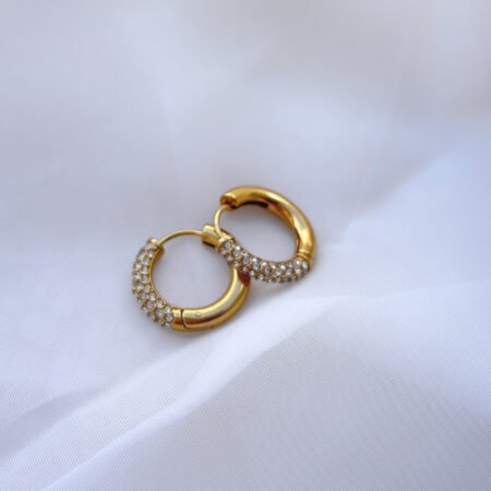 Argollas Huggies reversibles con circones - Enchape de Oro