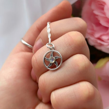 Collar estrella de mar con piedra luna - Plata 925