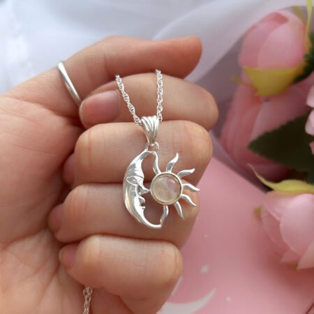 Collar luna y sol con piedra luna - Plata 925