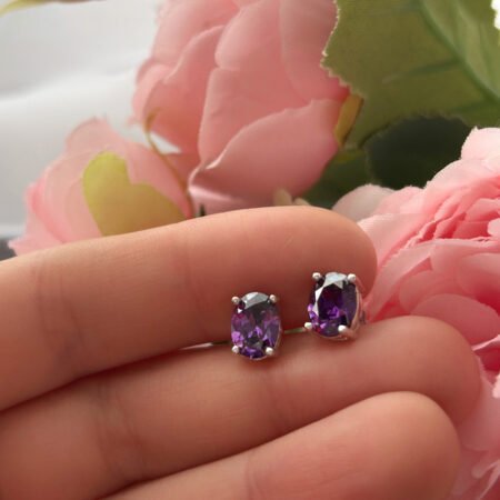 Aros cristal morado - Plata 925