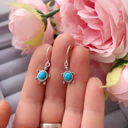 Aros Tortuga Turquesa - Plata 925