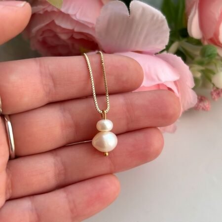 Collar perlas naturales - Enchape de oro