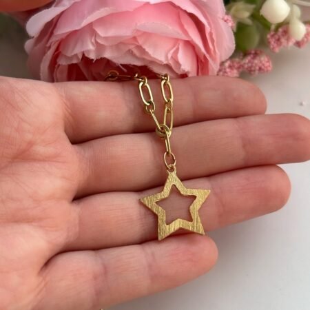 Collar estrella perforada - Enchape de oro