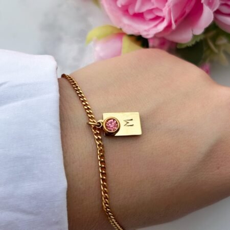 Pulsera Placa Inicial - Acero inoxidable enchapado en oro