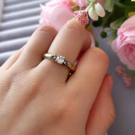 Anillo Circón de plata y oro - Talla 17