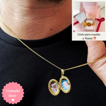 Relicario Reflejo Eterno - Acero Inoxidable bañado en oro 18K (Unisex - 60 cm)