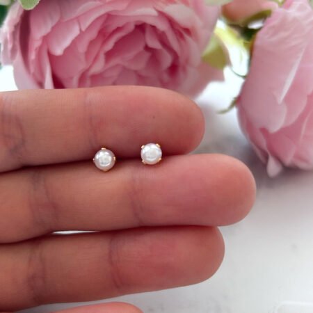 aros con perla y tope para bebe