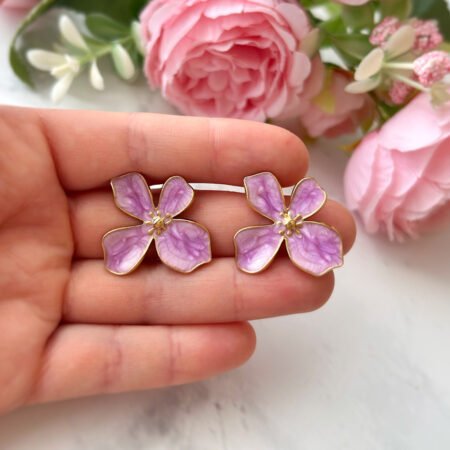 Aros Flor Morada - Enchape Oro