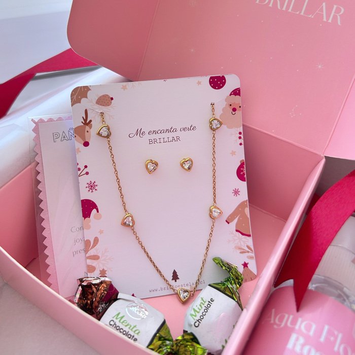 Conjunto Corazones - Acero Inoxidable Enchape de oro 18K - Imagen 4