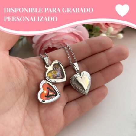 Relicario corazón Frida - Acero Inoxidable (incluye fotos)