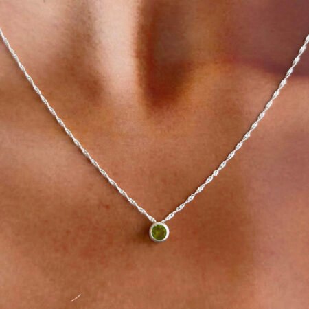 Collar Punto de Luz Cristal Verde - Plata 925