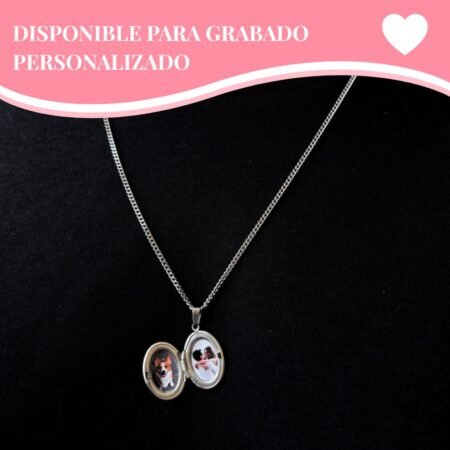 Relicario Reflejo Eterno - Acero Inoxidable (Unisex - 60 cm - incluye fotos)