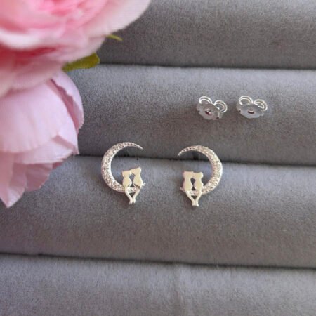 Aros Gatitos en Luna - Plata 925