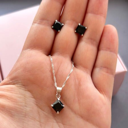 Conjunto Circón Negro - Plata 925