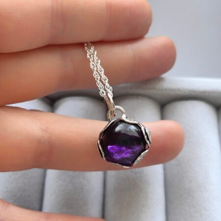 Collar esfera Amatista (antiestrés) - Plata 925