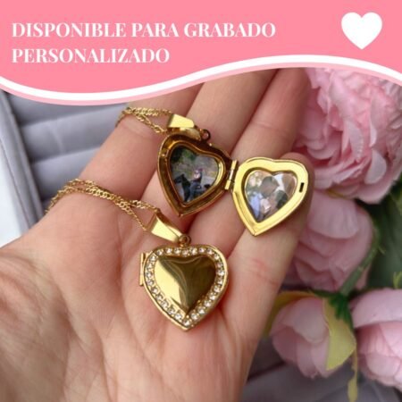 Relicario Luz Dorada- Acero Baño de Oro (incluye fotos)