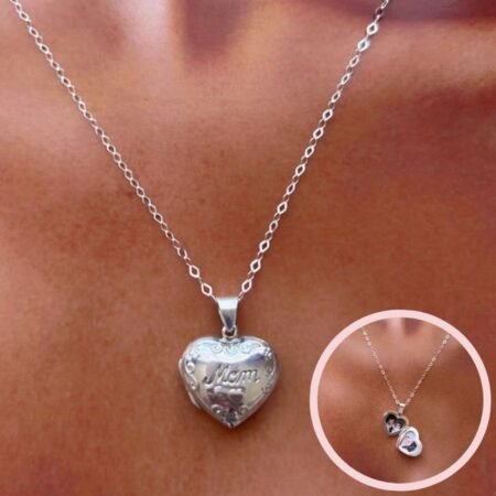 Relicario Corazón Mamá (MOM) - Plata 925 (incluye fotos)