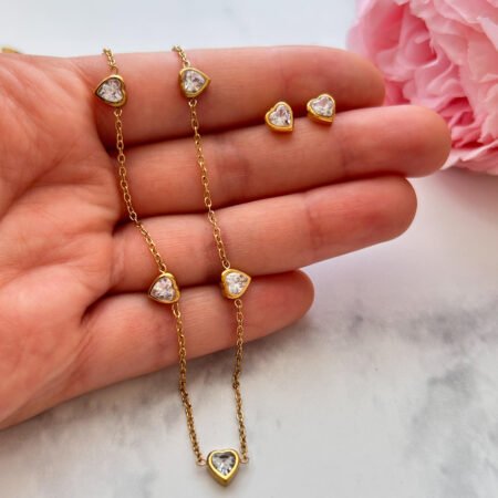 Conjunto Corazones - Acero Inoxidable Enchape de oro 18K