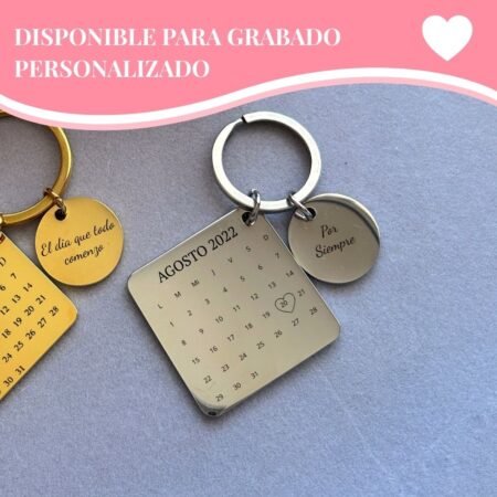 Llavero Calendario Personalizado Plateado – Fecha Especial -