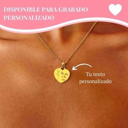 Collar Personalizado – Placa Corazón (dorado)