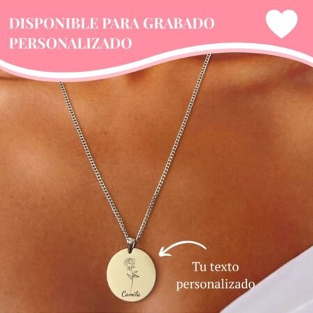 Collar Personalizable – Placa Redonda (plateado)