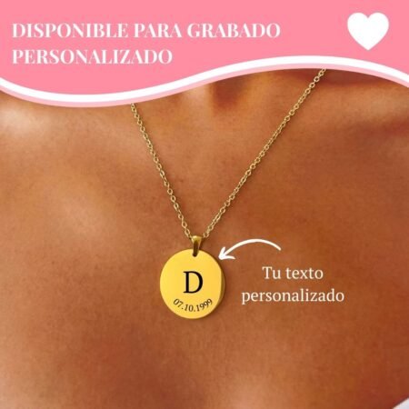 Collar Personalizable – Placa Redonda (dorado)