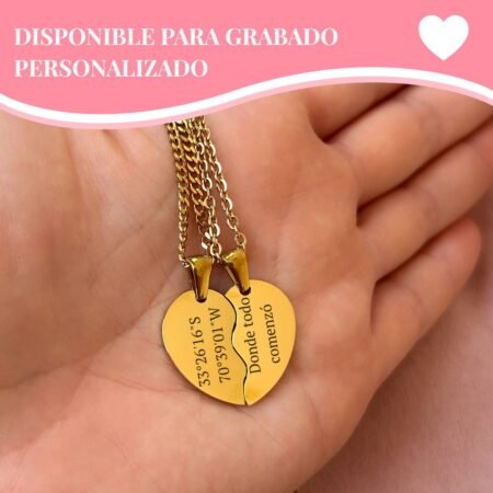 Set de Corazones Compartidos Personalizado - Dorado