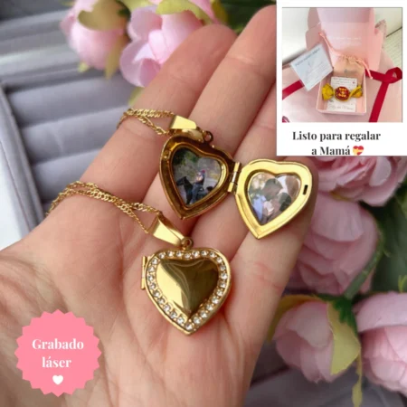 Relicario Luz Dorada- Acero Baño de Oro (incluye fotos)