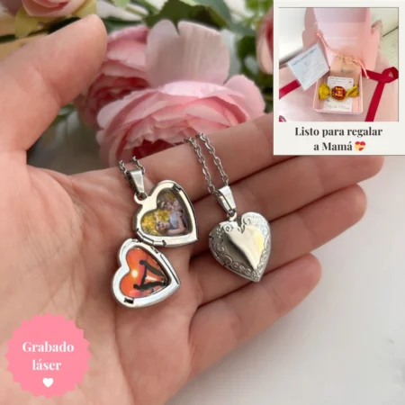Relicario corazón Frida - Acero Inoxidable (incluye fotos)