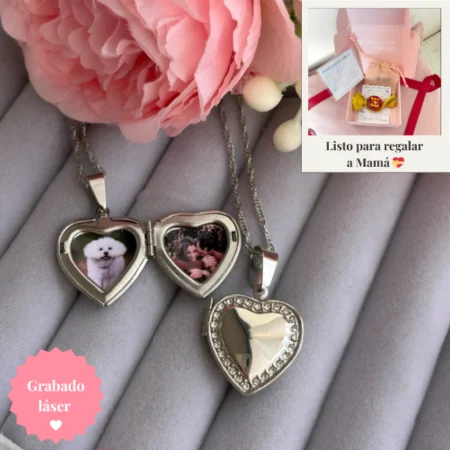 Relicario Luz Plateada- Acero Inoxidable (incluye fotos)