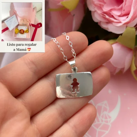 Collar placa calada "Niño" - Plata 925
