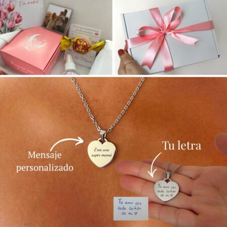 Set regalo mamá - Collar Personalizable Palabras en Corazón (Plateado)