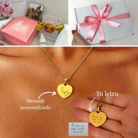 Set regalo mamá - Collar Personalizable Palabras en Corazón (Dorado)