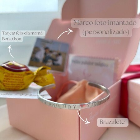 Set regalo Mamá - Brazalete "Te amo hoy y siempre" - Plateado