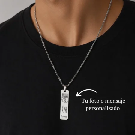 Collar Placa Rectangular con Fotograbado